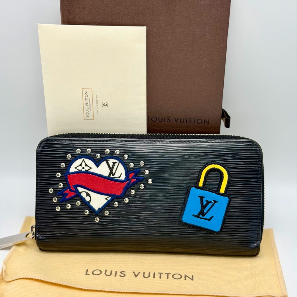 Louis Vuitton Epi Leather Zippy Wallet - Limited Edition “Love Lock” Patches